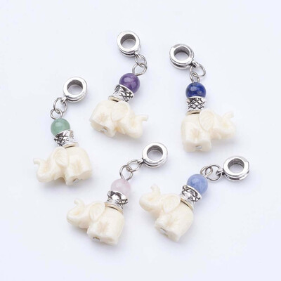 Tibetan Style Alloy European Dangle Beads with Natural Gemstone Beads&Resin Beads Elephant 36mm Hole 5mm
Tibetan Style Alloy European Dangle Beads with Natural Gemstone Beads&Resin Beads Elephant 36mm Hole 5mm