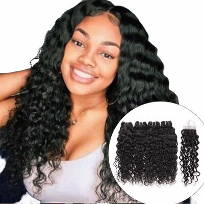Water Wave Bundles Indian Hair Weave 4 Bundles With Closure More Wavy Non Remy Human Hair With Lace Closure
Water Wave Bundles Indian Hair Weave 4 Bundles With Closure More Wavy Non Remy Human Hair With Lace Closure