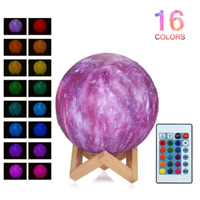 18cm Diameter 3D Printing Touch Moon Light USB Rechargeable Remote Control 16-Color Dimmable Luna Night Lamp Bedroom Decor with Wo
18cm Diameter 3D Printing Touch Moon Light USB Rechargeable Remote Control 16-Color Dimmable Luna Night Lamp Bedroom Decor with Wo