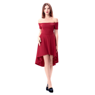 Sexy Slim Slash Neck Short Sleeve Stitching Solid Color Dress Front Short Back Long Fashion Dress
Sexy Slim Slash Neck Short Sleeve Stitching Solid Color Dress Front Short Back Long Fashion Dress