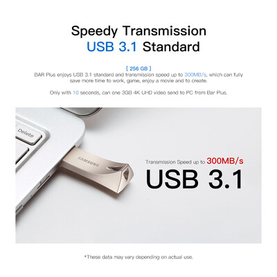 SAMSUNG BAR PLUS 300MBS 256GB USB 31 Gen 1 Flash Drive Pen Drive Metal Memory Stick Storage Device MUF-256BE3CN
SAMSUNG BAR PLUS 300MBS 256GB USB 31 Gen 1 Flash Drive Pen Drive Metal Memory Stick Storage Device MUF-256BE3CN