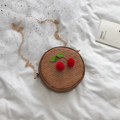 2019 new summer wild Messenger bag female cute cherry woven bag fashion temperament shoulder chain small round bag
2019 new summer wild Messenger bag female cute cherry woven bag fashion temperament shoulder chain small round bag