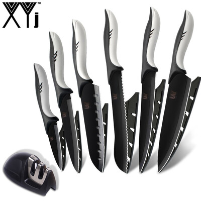 XYj Kitchen Knife High Quality Stainless Steel 8" 8" 8" 7" 5" 35" inch Black Blade Knife Set Best Knife sharpener
XYj Kitchen Knife High Quality Stainless Steel 8" 8" 8" 7" 5" 35" inch Black Blade Knife Set Best Knife sharpener