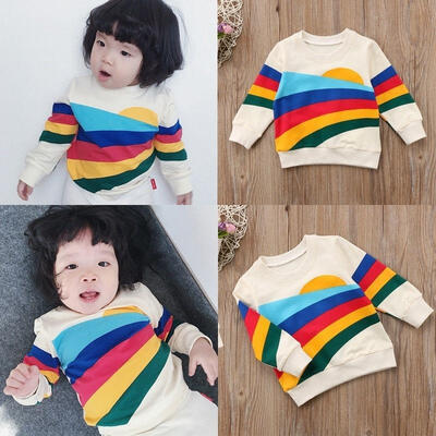 Baby Girls Kids T Shirt Clothes Toddler Rainbow T-Shirt Blouse Sweatshirt Tops