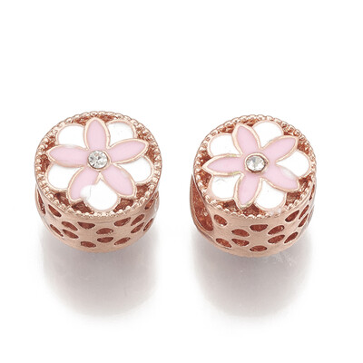 Alloy Enamel European Beads with Rhinestone Hollow Large Hole Beads Flat Round with Flower Rose Gold 12x115x10mm Hole 5mm
Alloy Enamel European Beads with Rhinestone Hollow Large Hole Beads Flat Round with Flower Rose Gold 12x115x10mm Hole 5mm