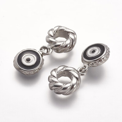 304 Stainless Steel European Dangle Beads with Enamel Eye Stainless Steel Color Black 255mm
304 Stainless Steel European Dangle Beads with Enamel Eye Stainless Steel Color Black 255mm