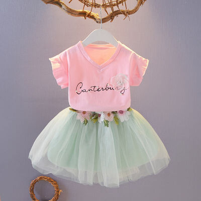 Children Girls Casual Summer Letter Print Short Sleeve T-shirtFloral Pompom Skirts Suits 2Pcs Costume Set
Children Girls Casual Summer Letter Print Short Sleeve T-shirtFloral Pompom Skirts Suits 2Pcs Costume Set