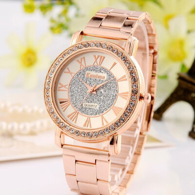 Golden matte mens watch Roman digital business mens steel strap watch