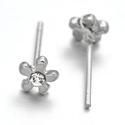 Flower Alloy Ear Studs with Rhinestone&Plastic Earplugs Platinum 5x15mm Pin 08mm
Flower Alloy Ear Studs with Rhinestone&Plastic Earplugs Platinum 5x15mm Pin 08mm