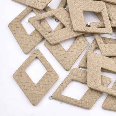 Handmade Raffia Woven Big Pendants with Iron & Aluminum Findings Rhombus Platinum BurlyWood 69x485x4mm Hole 18mm
Handmade Raffia Woven Big Pendants with Iron & Aluminum Findings Rhombus Platinum BurlyWood 69x485x4mm Hole 18mm