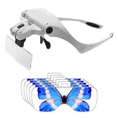 White Adjustable Headband Magnifier Head-mounted Multi-functional Loupe