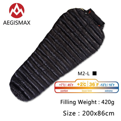 AEGISMAX M2 Filling 380g420g 800FR Outdoor Ultralight Mummy Type White Goose Down Camping Winter Sleeping Bag
AEGISMAX M2 Filling 380g420g 800FR Outdoor Ultralight Mummy Type White Goose Down Camping Winter Sleeping Bag