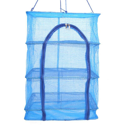 Folding 3 Layers Drying Net Mesh Hanging Rack Vegetable Fish Dishes Dryer Net Storage Organizer