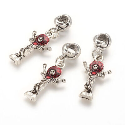 Alloy European Dangle Beads with Enamel Jesus Antique Silver 36mm Hole 45mm