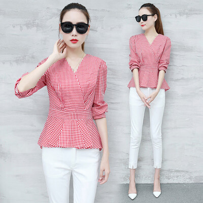 Women Ladies Fashion Slim V-neck Tops Long Sleeve Plaid Casual Shirt Tight Soft
Women Ladies Fashion Slim V-neck Tops Long Sleeve Plaid Casual Shirt Tight Soft