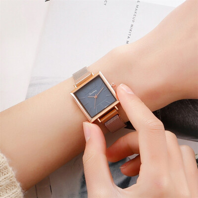 RM Womens Casual Stainless Steel Mesh Belt Watch Simple Dial Quartz Watch