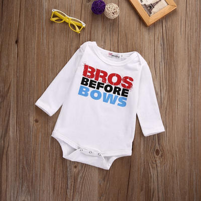 Newborn Infant Baby Boys Letters Bodysuit Romper Jumpsuit Cotton Outfits Clothes