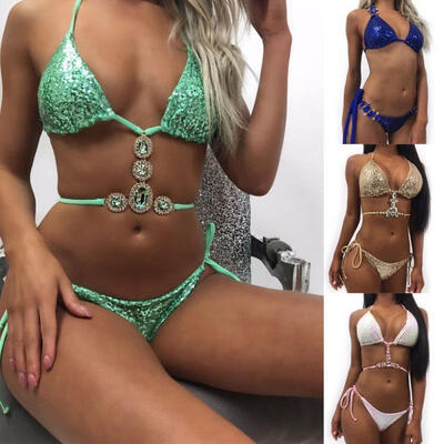 Women Sexy Push-Up Crystal Rhinestone Bikini Set Padded Sequins Swimsuit Bathing Beachwear Swimwear
Women Sexy Push-Up Crystal Rhinestone Bikini Set Padded Sequins Swimsuit Bathing Beachwear Swimwear