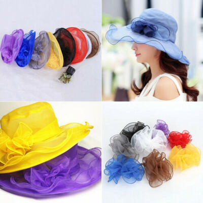 Lady Wide Brim Kentucky Derby Sun Hat Women Wedding Tea Party Church Cap