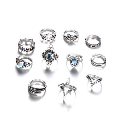 Rings Sets Women Vintage Rhinestone Carved Starry stone Cross Carved 11 Sets Ornaments Rings anillos mujer
Rings Sets Women Vintage Rhinestone Carved Starry stone Cross Carved 11 Sets Ornaments Rings anillos mujer