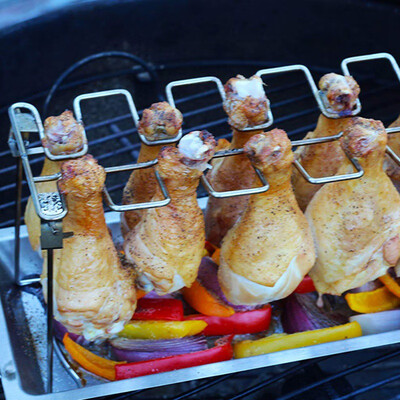 Stainless Steel Vertical Roaster Stand & Drip Pan Chicken Wing & Leg Rack for Grill Cooking Barbecue Accessories
Stainless Steel Vertical Roaster Stand & Drip Pan Chicken Wing & Leg Rack for Grill Cooking Barbecue Accessories