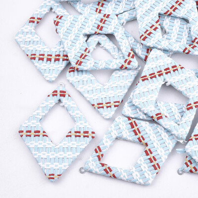 Handmade Raffia Woven Big Pendants with Iron & Aluminum Findings Rhombus Platinum LightSkyBlue 69x485x4mm Hole 18mm
Handmade Raffia Woven Big Pendants with Iron & Aluminum Findings Rhombus Platinum LightSkyBlue 69x485x4mm Hole 18mm