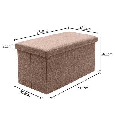 Folding Storage Ottoman 76 inch No Cuckle Cotton Linen Living Room Brown
