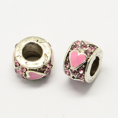 Alloy Rhinestone Enamel Style European Beads Rondelle Large Hole Beads Antique Silver Pink 10x7mm Hole 5mm
Alloy Rhinestone Enamel Style European Beads Rondelle Large Hole Beads Antique Silver Pink 10x7mm Hole 5mm