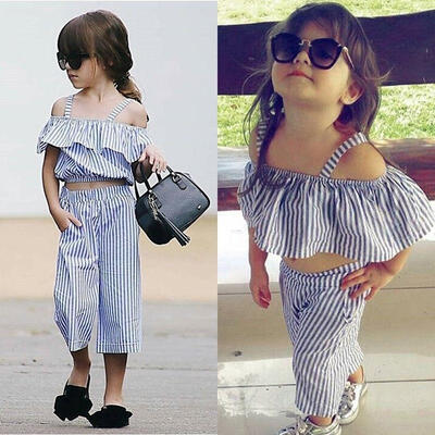 Toddler Kids Baby Girls Off-Shoulder Princess Girls Outfits TopsPants Leggings Clothing
