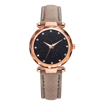 Star watch Korean fashion casual luxury diamond ladies watch high-end ladies fashion PU quartz watch