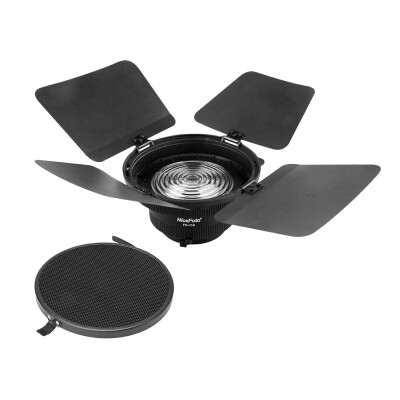 NiceFoto FD-110 Fresnel Mount Light Focusing Adapter with Lights Honeycomb Grids Barn Doors for Bowens Mount LED Video Light for A
NiceFoto FD-110 Fresnel Mount Light Focusing Adapter with Lights Honeycomb Grids Barn Doors for Bowens Mount LED Video Light for A