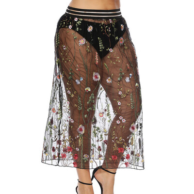 Roseonmyhand Women Sexy Perspective Net Yarn Embroidery Elasticity Waist Middle Length Skirt
Roseonmyhand Women Sexy Perspective Net Yarn Embroidery Elasticity Waist Middle Length Skirt