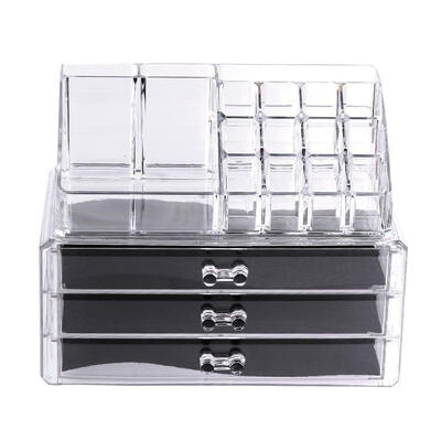 Portable Clear Acrylic Makeup Organizer Storage Box Cosmetics Storage Case