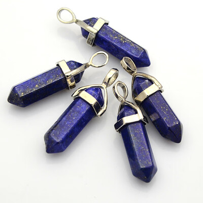 Natural Bullet Gemstone Point Pendants with Platinum Tone Alloy Findings Lapis Lazuli 3941x13x11mm Hole 5x4mm
Natural Bullet Gemstone Point Pendants with Platinum Tone Alloy Findings Lapis Lazuli 3941x13x11mm Hole 5x4mm
