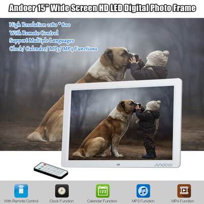 Andoer 15" Wide Screen HD LED Digital Picture Frame Digital Album High Resolution 1280800 Electronic Photo Frame with Remote Cont
Andoer 15" Wide Screen HD LED Digital Picture Frame Digital Album High Resolution 1280800 Electronic Photo Frame with Remote Cont