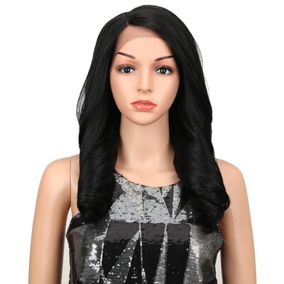 Noble 20"Inch High Temperature Fiber Hair Omber Gold Wavy Hair Long Loose Wavy Wigs Red Synthetic Lace Front Wig