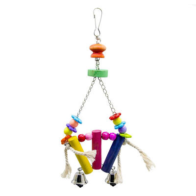 Parrot Toy Wood Blocks Climbing Ladder Bird Bite Hanging Cage Toys wBell 
Parrot Toy Wood Blocks Climbing Ladder Bird Bite Hanging Cage Toys wBell