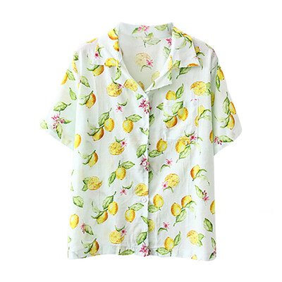 Summer Short Sleeve Print Women Blouses Turn Down Collar Loose Casual Tops Ladies Pineapple Cherry Print Shirt Women Clothing
Summer Short Sleeve Print Women Blouses Turn Down Collar Loose Casual Tops Ladies Pineapple Cherry Print Shirt Women Clothing