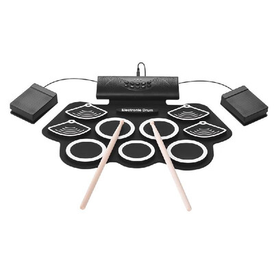 Portable Electronic Drum Kit Hand Roll Drum Set 9 Silicon Pads Built-in Stereo Speaker 1000mA Lithium Battery with Drumsticks Foot
Portable Electronic Drum Kit Hand Roll Drum Set 9 Silicon Pads Built-in Stereo Speaker 1000mA Lithium Battery with Drumsticks Foot