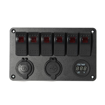 6 Gang LED Rocker Switch Panel Voltmeter Dual USB Power Charger Marine Boat RV
6 Gang LED Rocker Switch Panel Voltmeter Dual USB Power Charger Marine Boat RV