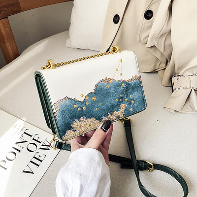 Bag female new fashion simple embroidery single back slung fashion chain hit color small square bag
Bag female new fashion simple embroidery single back slung fashion chain hit color small square bag