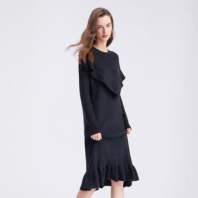 Her pool womens 2018 autumn&winter new round neck solid color long ruffled fishtail knit dress T83X1849A8JM dark gray code
Her pool womens 2018 autumn&winter new round neck solid color long ruffled fishtail knit dress T83X1849A8JM dark gray code