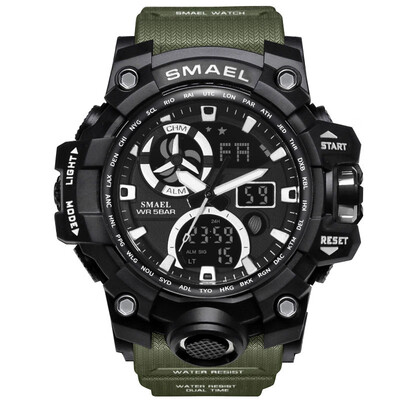 Gobestart SMAEL Men Sport Watch Dual Display Analog Digital LED Electronic Wrist Watches