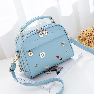 Summer handbag 2018 new tide handbag Korean version of the wild Messenger bag female personality zipper shoulder small round bag
