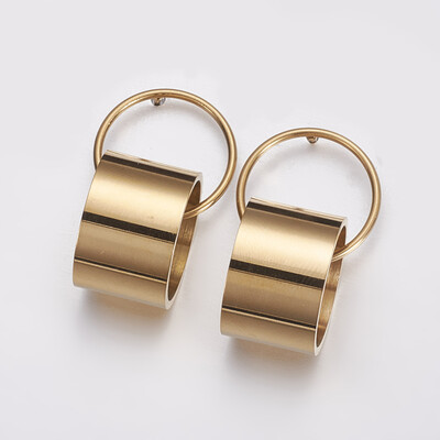304 Stainless Steel Dangle Stud Earrings Ring&Column Golden 31x18x175mm Pin 08mm
304 Stainless Steel Dangle Stud Earrings Ring&Column Golden 31x18x175mm Pin 08mm