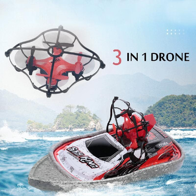 3 in 1 Boat Drone Car Sea Air Land Mode 3-mode Altitude Hold Headless Mode RC Boat Quadcopter Drone RTF
3 in 1 Boat Drone Car Sea Air Land Mode 3-mode Altitude Hold Headless Mode RC Boat Quadcopter Drone RTF