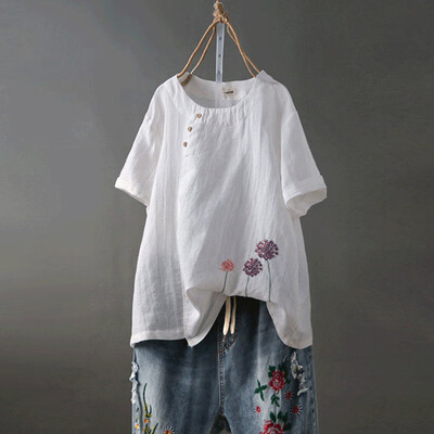 Roseonmyhand Womens Cotton&Linen Plus Size Embroidery O-Neck Button Casual Blouse Tops
Roseonmyhand Womens Cotton&Linen Plus Size Embroidery O-Neck Button Casual Blouse Tops