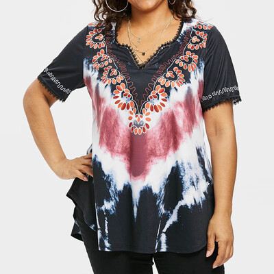 Roseonmyhand Womens Fashion Casual Plus Size Tie dyeing Print Lace T-shirt Short Sleeve Tops
Roseonmyhand Womens Fashion Casual Plus Size Tie dyeing Print Lace T-shirt Short Sleeve Tops