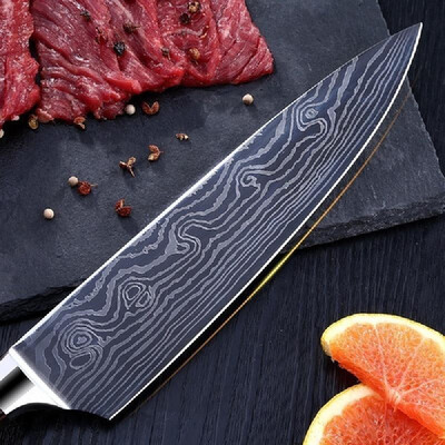 Stainless steel dark brown color wooden handle big wave Damascus peel universal 6 piece set kitchen cutter
Stainless steel dark brown color wooden handle big wave Damascus peel universal 6 piece set kitchen cutter