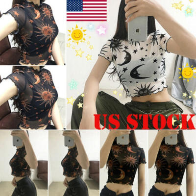 Women Ladies Angel Mesh Printed T-shirt Tops Short Sleeve Shirts Summer Casual
Women Ladies Angel Mesh Printed T-shirt Tops Short Sleeve Shirts Summer Casual